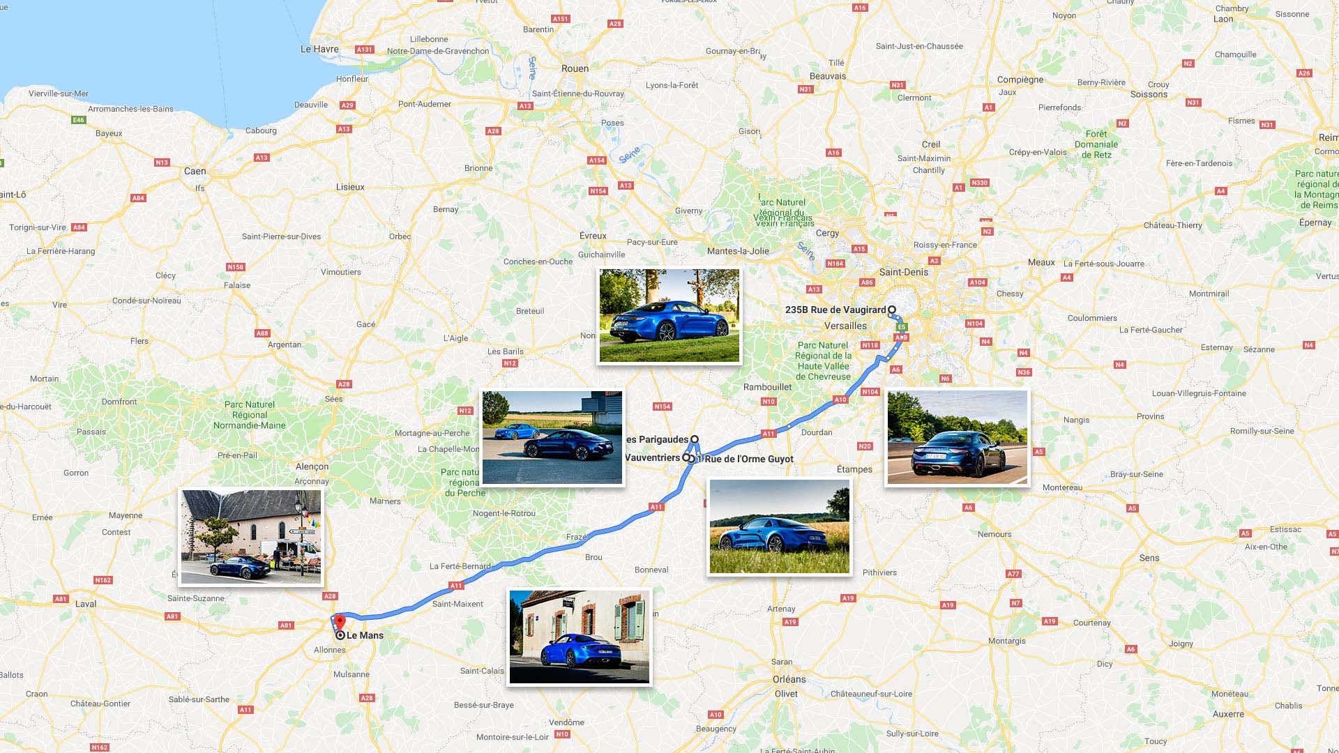 Map of the Journey to Le Mans